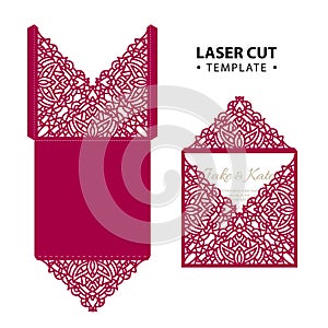 Laser cut vector envelope card with abstract ornament.