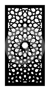 Laser cut vector panel, screen, fence, divider. Cnc decorative pattern, jali design, interior element. Islamic , arabic photo
