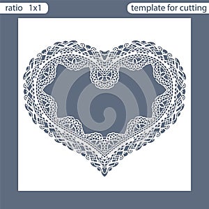 Laser cut wedding invitation card template. Cut out the paper card with lace pattern.