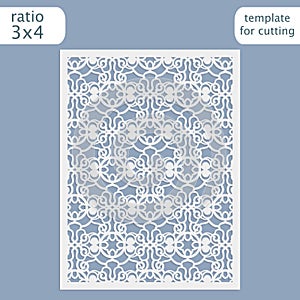 Laser cut wedding invitation card template. Cut out the paper card with lace pattern. Greeting card template for cutting plotter