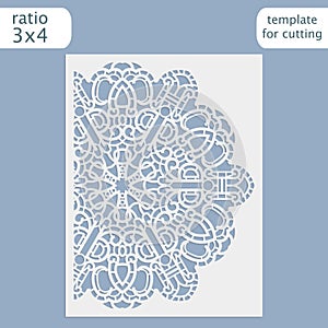 Laser cut wedding invitation card template. Cut out the paper card with lace pattern. Greeting card template for cutting plotter