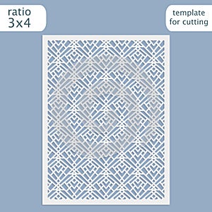 Laser cut wedding invitation card template. Cut out the paper card with lace pattern. Greeting card template for cutting plotter