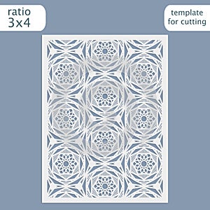 Laser cut wedding invitation card template. Cut out the paper card with lace pattern. Greeting card template for cutting plotter