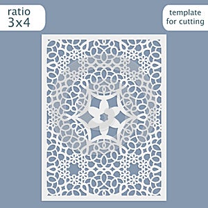 Laser cut wedding invitation card template. Cut out the paper card with lace pattern. Greeting card template for cutting plotter