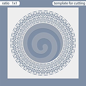 Laser cut wedding invitation card template. Cut out the paper card with lace pattern. Greeting card template for cutting plotter