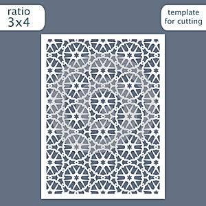 Laser cut wedding invitation card template. Cut out the paper card with lace pattern. Greeting card template for cutting plotter