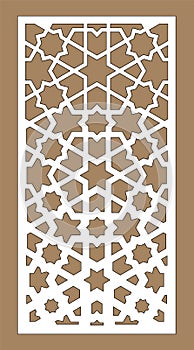 Laser cutting. Arabesque decorative vector panel. Template for interior partition in arabic style. Laser cutting design photo