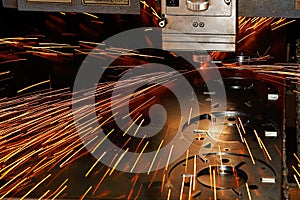 Laser cutting close-up from machinery industry