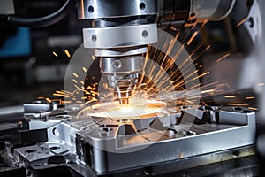 Laser cutting of metal on CNC machines, modern industrial technology for manufacturing industrial parts. Modern