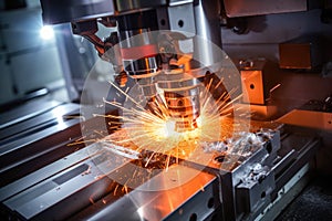 Laser cutting of metal on CNC machines, modern industrial technology for manufacturing industrial parts. Modern