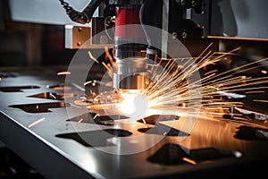 Laser cutting of metal on CNC machines, modern industrial technology for manufacturing industrial parts. Modern