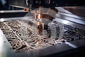 Laser cutting of metal on CNC machines, modern industrial technology for manufacturing industrial parts. Modern metalworking