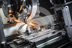 Laser cutting of metal on CNC machines, modern industrial technology for manufacturing industrial parts. Modern metalworking