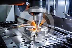 Laser cutting of metal on CNC machines, modern industrial technology for manufacturing industrial parts. Modern metalworking