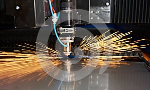 Laser cutting of metal sheet with sparks