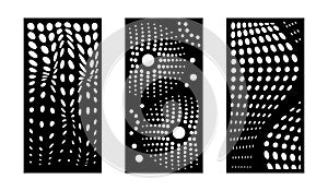 Laser cutting modern abstract decorative vector panels set. Privacy fence, indoor and outdoor panel, cnc decor, interior