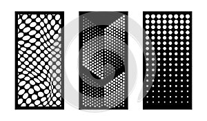Laser cutting modern abstract dotted decorative vector panels set. Privacy fence, indoor and outdoor panel, cnc decor photo