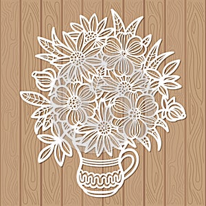 Laser cutting template. Bouquet of flowers . Vector.