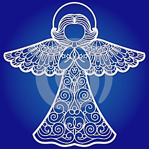 Laser cutting template. Christmas angel. Vector