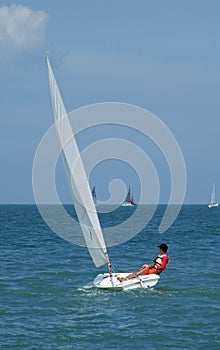 Laser dinghy sailing