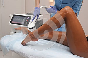 Laser epilation, cosmetology, spa, and hair removal concept.