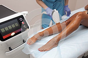 Laser epilation, cosmetology, spa, and hair removal concept.