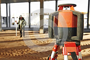 Laser levelling equipment at construction site