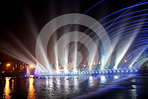 Laser music fountain night