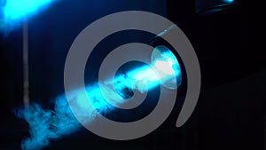 Laser neon blue light rays flash and glow in seamless loop. Festive concert club and music hall abstract. pop, rock, rap