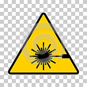 Laser radiation danger label icon, safety protection information symbol vector illustration