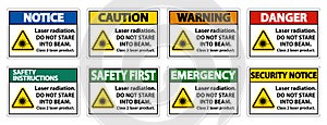 Laser radiation,do not stare into beam,class 2 laser product Sign on white background