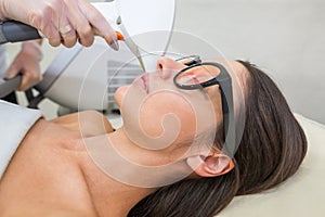 Laser removal Hair unwanted on face young woman. Health and beauty concept