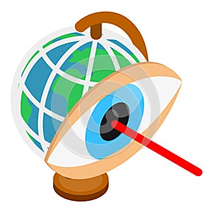 Laser surgery icon isometric vector. Globe earth and laser beam in human eye