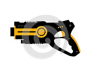 Laser tag gun game icon. Vector laser tag futuristic logo weapon