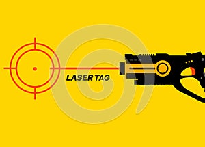 Laser tag gun game icon. Vector laser tag futuristic logo weapon