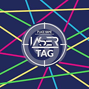 Laser tag target game poster flyer. Vector lasertag banner for fun party.