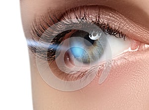 Laser vision correction. Woman`s eye. Human eye. Woman eye photo