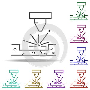 Laser wood cutting icon. Elements of Laser in multi color style icons. Simple icon for websites, web design, mobile app, info