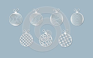 Lasercut ball toy modern pattern of lines stripes Christmas theme Design element of a lasercut Christmas toys balls for laser