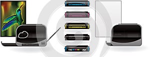 LaserJet Printer & CMYK Cartridges