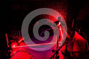 Lasers in a quantum optics lab photo