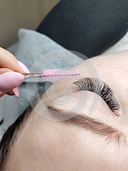 lash extension in beauty salon macro eye