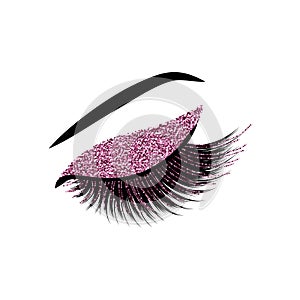 Lashes with glitter vector illustration