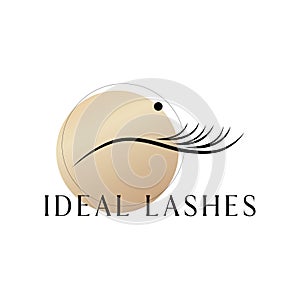 Lashes logo design with golden circle