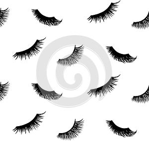 Lashes Vector seamless pattern. Closed eyes background. Repeat fashion illustration