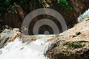 Lasir waterfall flowing in Lake Kenyir, Terengganu Malaysia