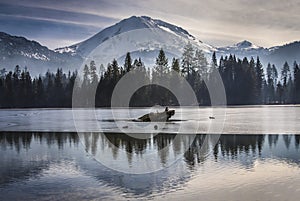 Lassen Peak reflected in Manzanita Lake, Lassen National Park