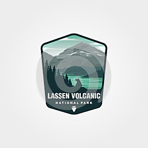 Lassen volcanic logo patch vector design, us national park logo design