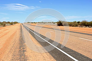 Lasseter Highway to Uluru in desert countryside, Outback Australia