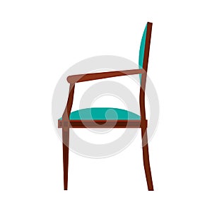 Ð¡lassic chair side view comfortable elegance brown stylish furniture vector icon. Vintage luxury seat interior room